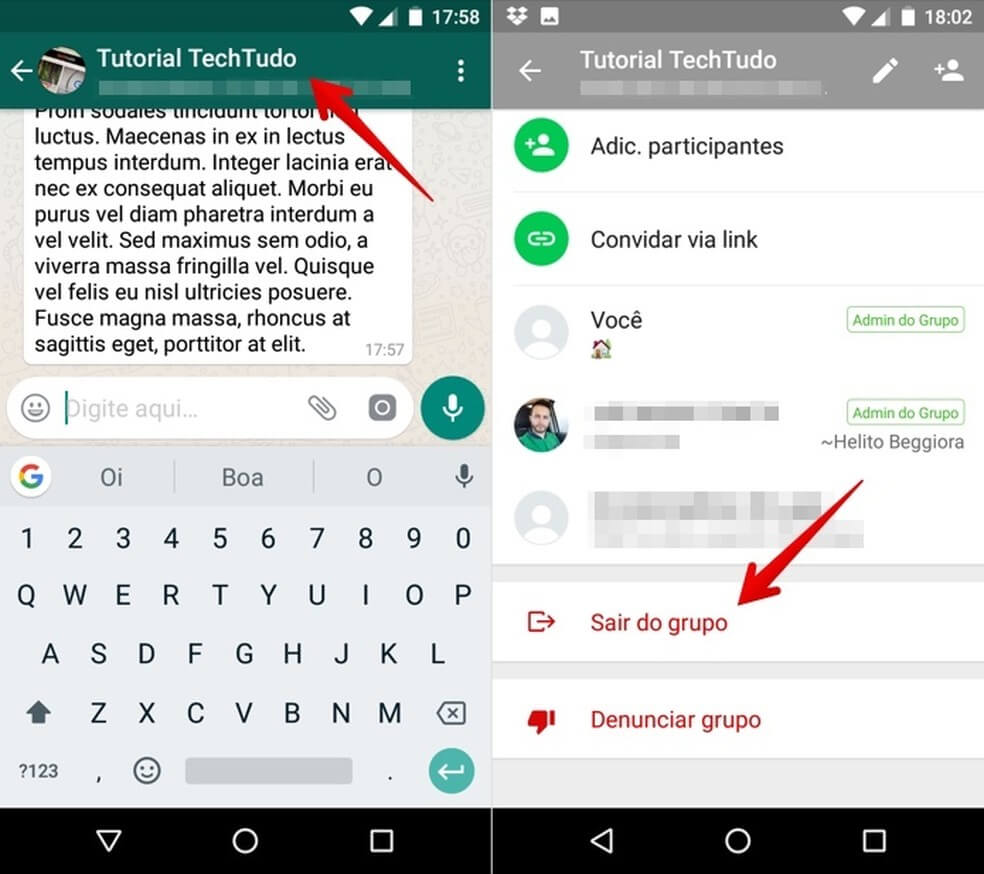sair do grupo no WhatsApp