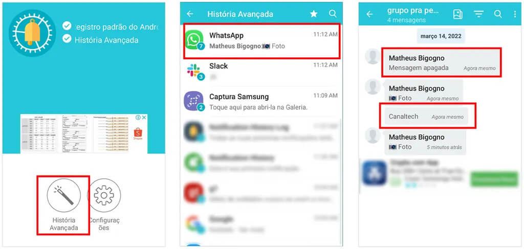 Como recuperar foto apagada WhatsApp Android no Notification History Log