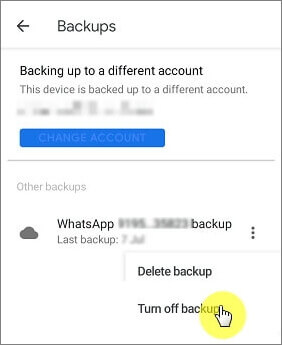 desativar o backup do Google Drive