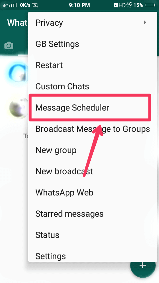 Programar as mensagens GB WhatsApp