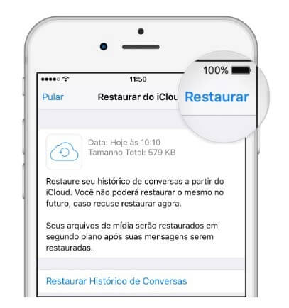 restaurar o backup do WhatsApp do iCloud para o iPhone