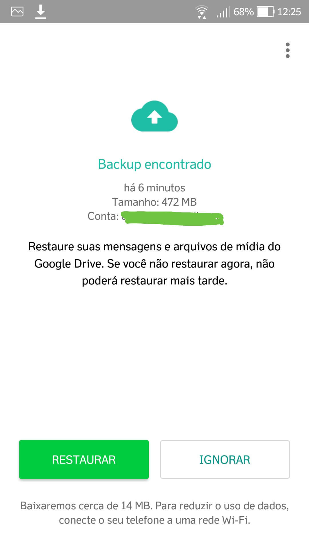 restaurar backup WhatsApp google drive
