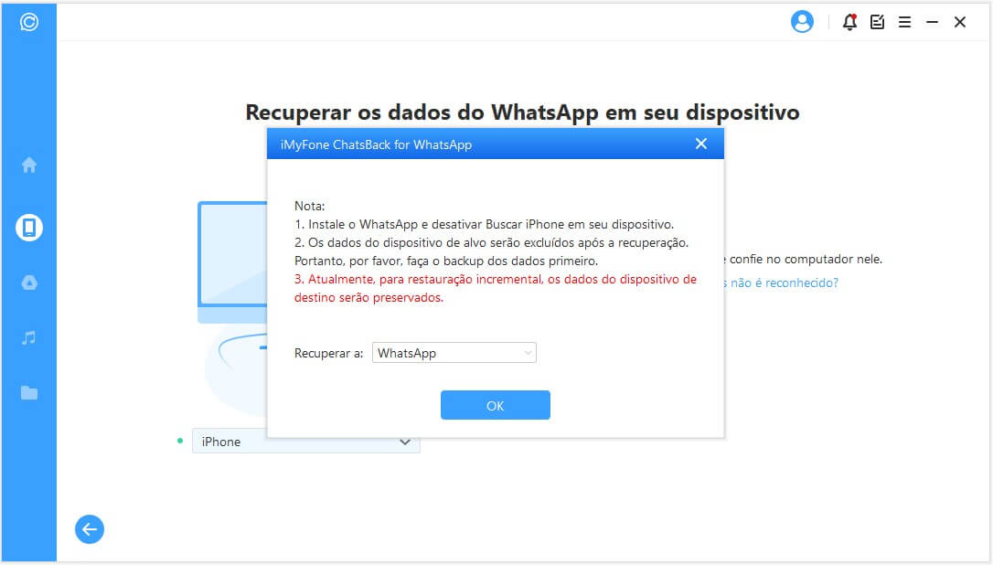 Selecione WhatsApp Massenger