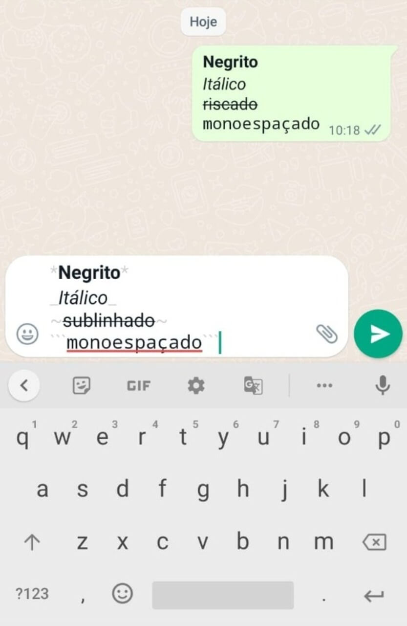 Como escrever em negrito, itálico, tachado e monoespaçado no WhatsApp