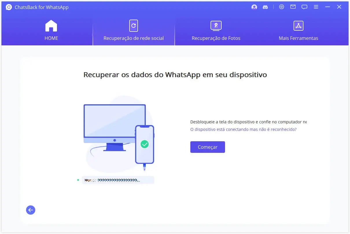 recuperar dados do WhatsApp para o dispositivo iOS/Android