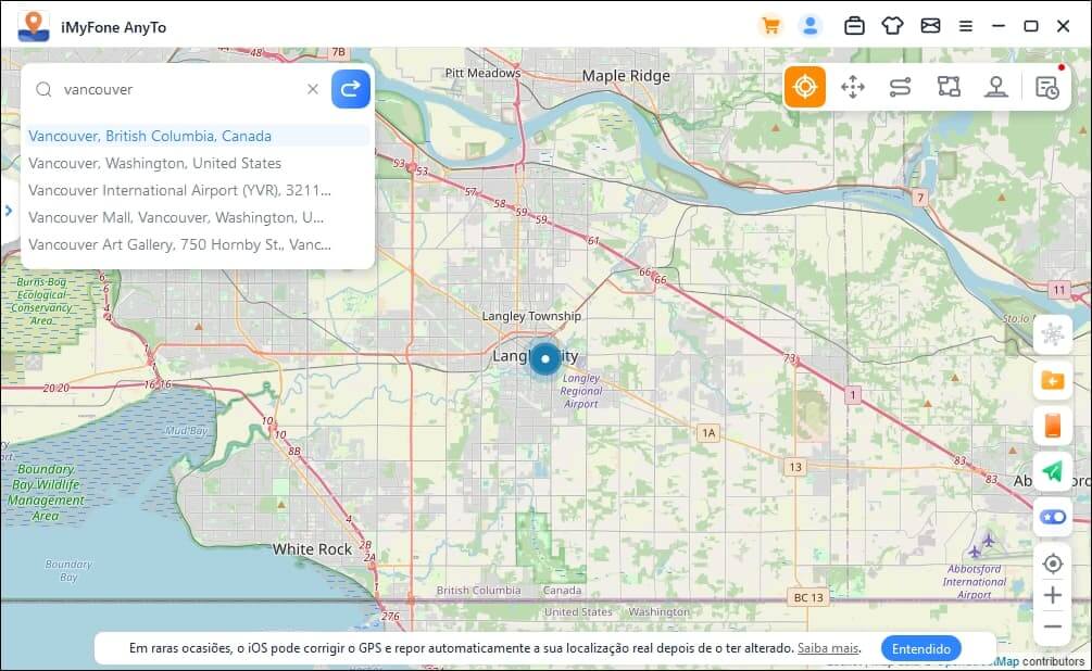 Digitar destino no mapa