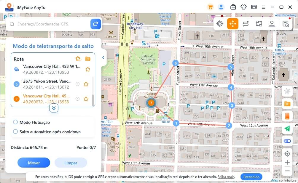 Planejar sua rota de movimento e ir para outro lugar