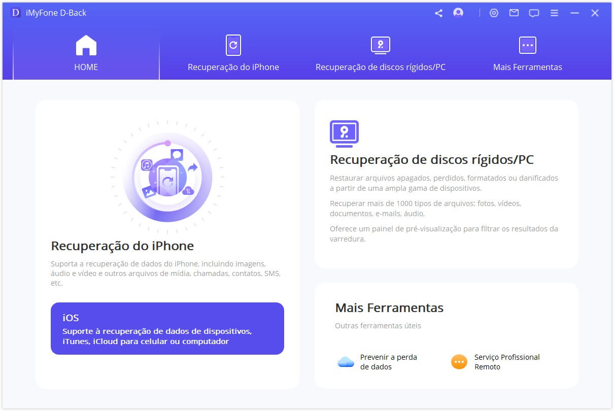 Recuperar dados do dispositivo iOS com D-Back