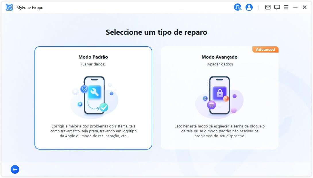 Escolher Modo Padrão do Fixppo para reparar