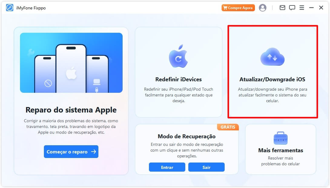 Atualizar ou downgrade iOS usando Fixppo