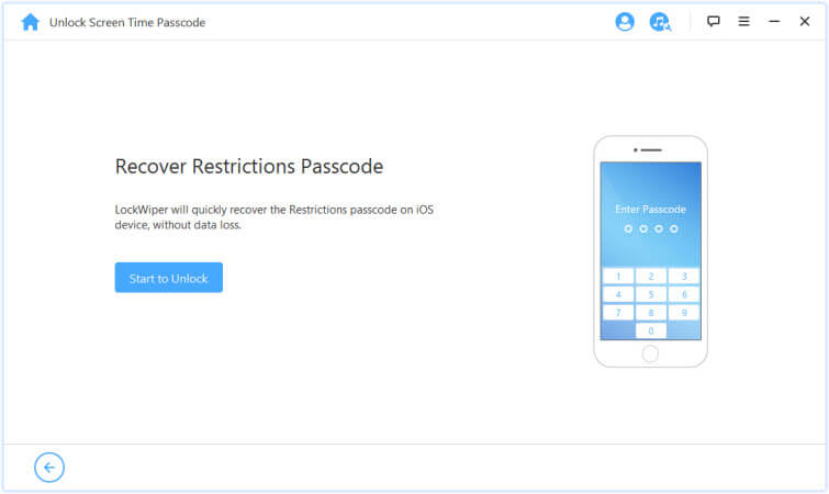 Start to unlock Restrictions passcode