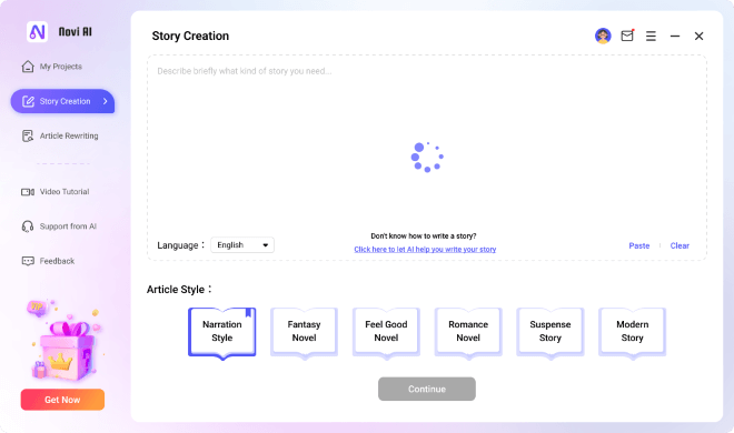 Digite o conteódo de histórias