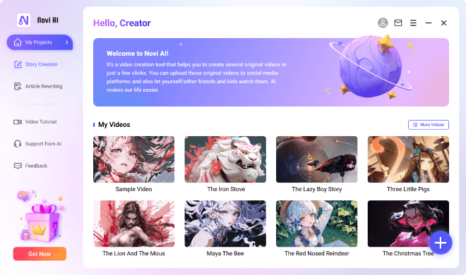 Novi AI para criar vídeos