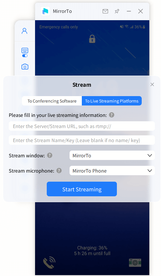 choose to live streaming option