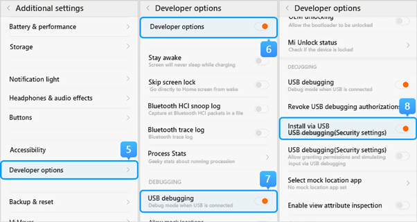 ligue o Depuração USB na xiaomi correndo miui 6-10 etapa 2