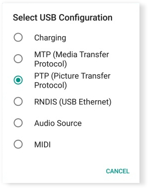 Configuración USB