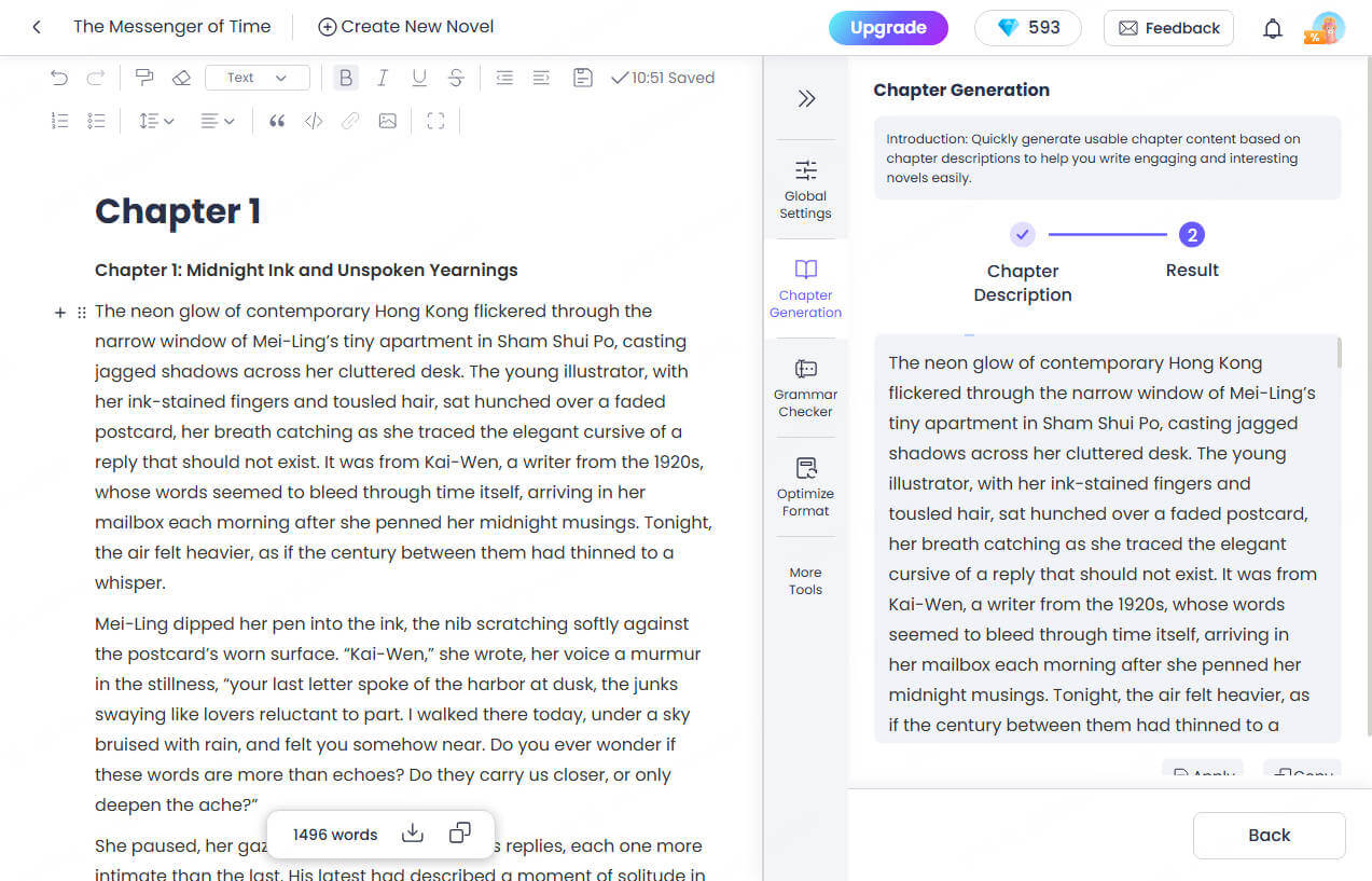 AI novel generate result