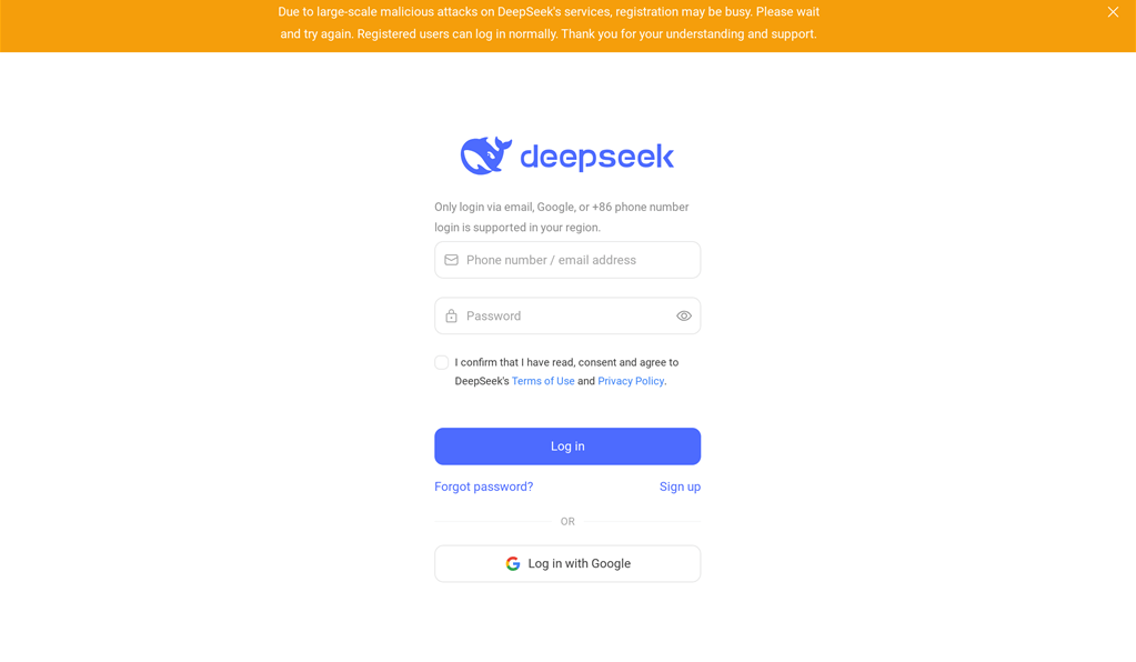 DeepSeek chat login