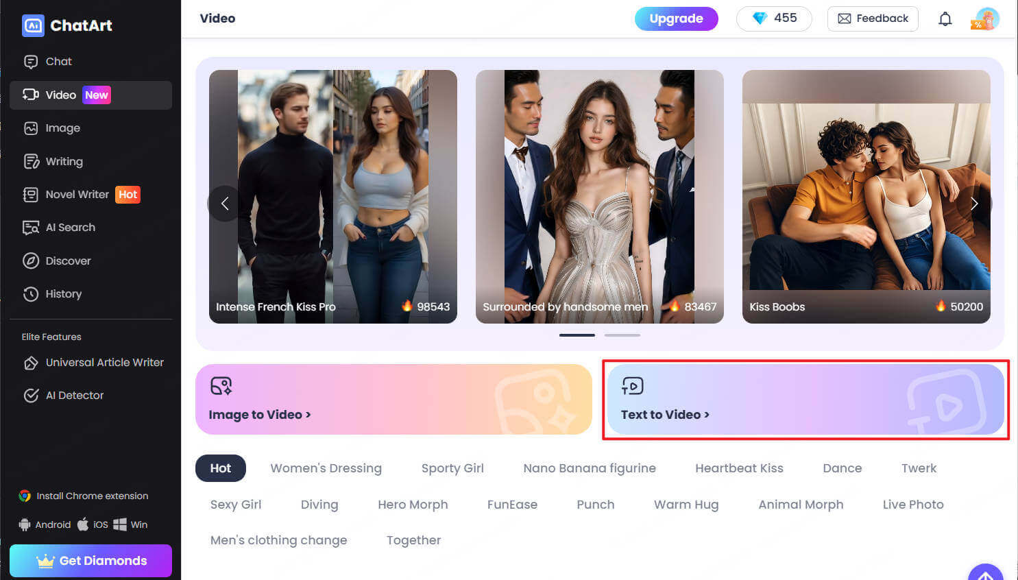 Select text to video