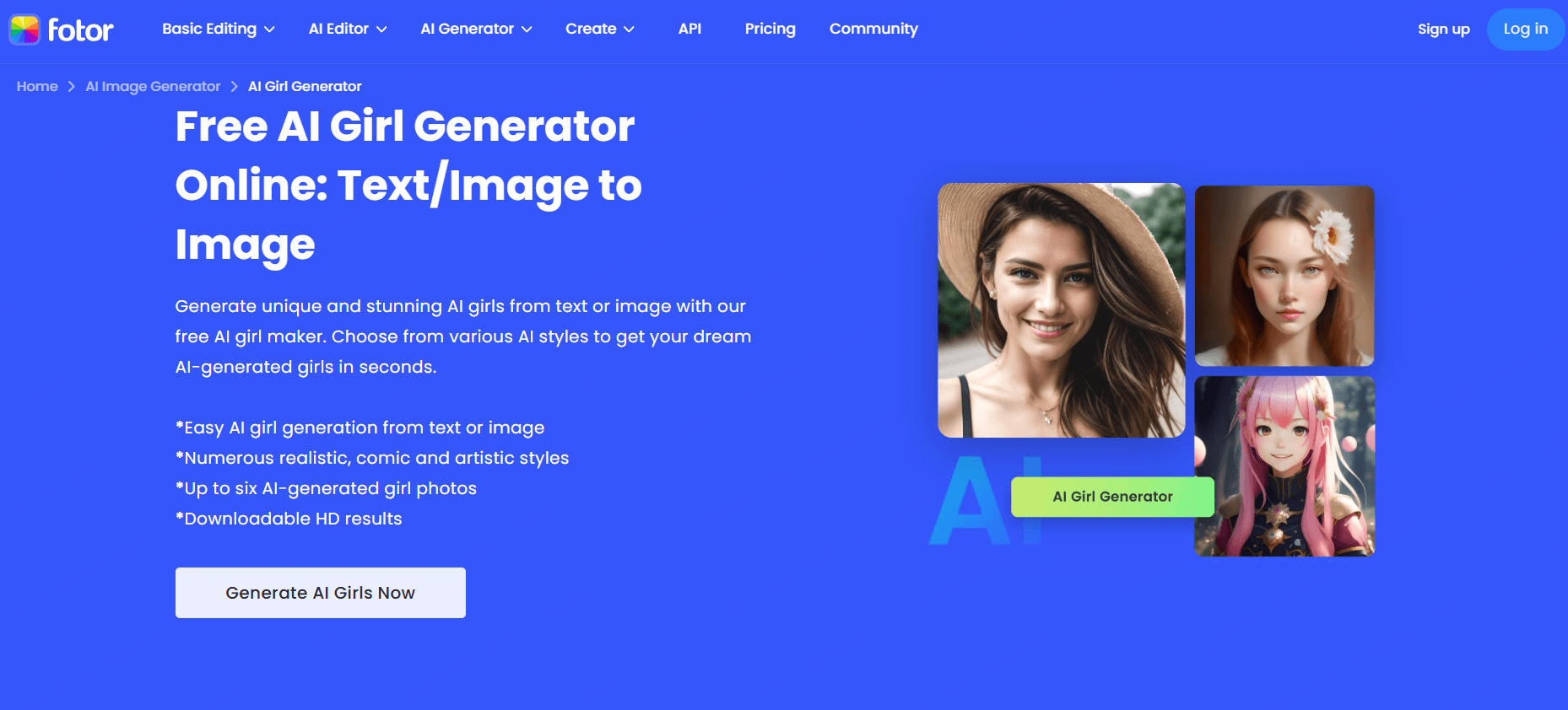 Fotor AI Girl Generator