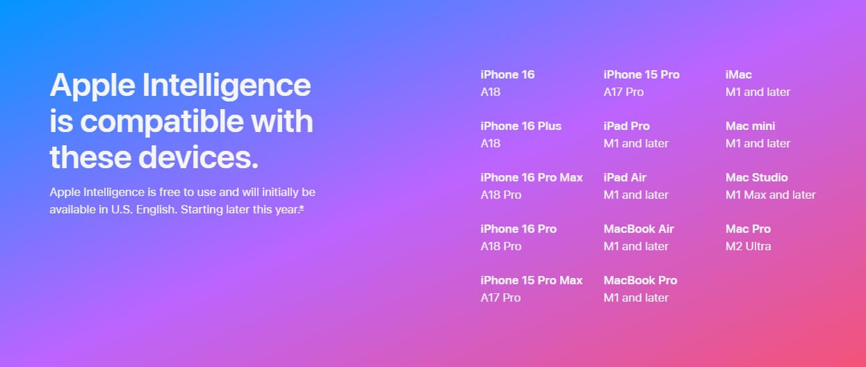 apple ai supported devices