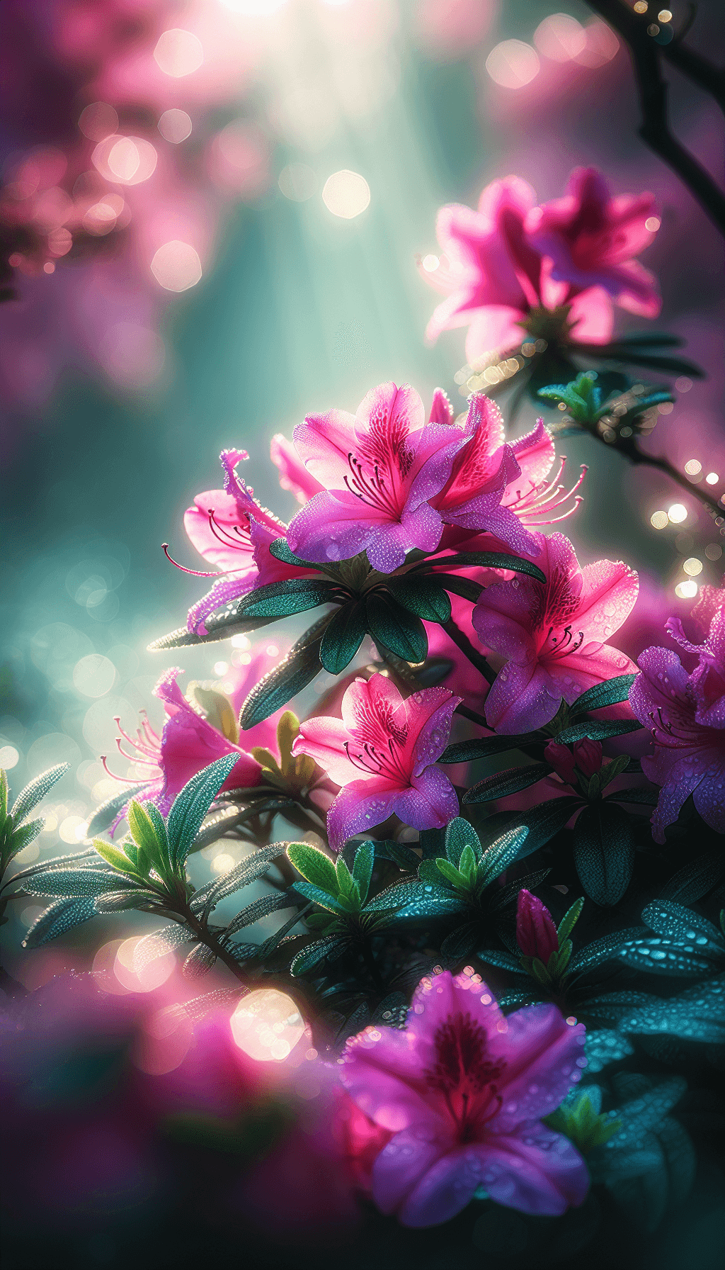 Beautiful Azalea Flowers with Blurred Background