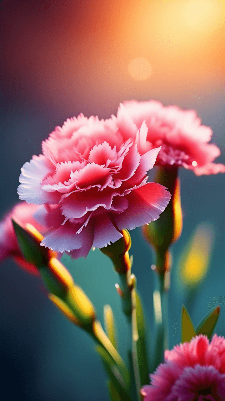 Beautiful Carnation Flowers with Blurred Background.