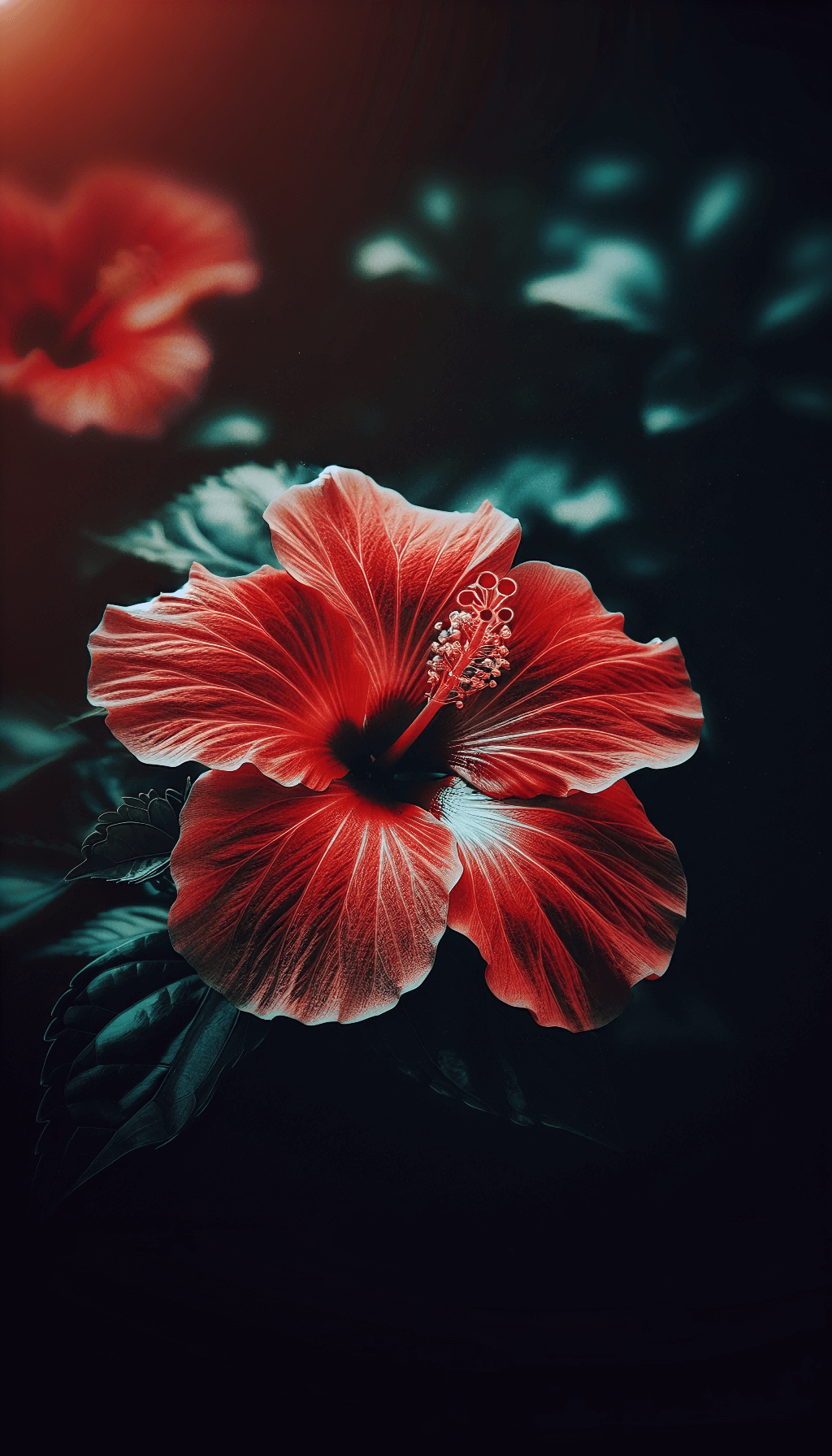 Beautiful Hibiscus Flowers with Blurred Background