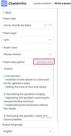 ai poem generator outline