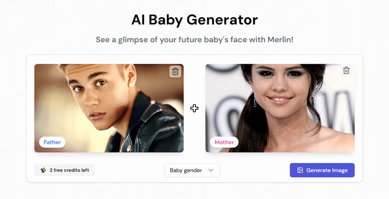 Generate an AI Baby on Merlin AI Baby Generator upload parents photos