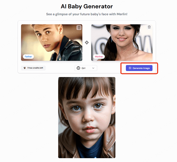 Generate an AI Baby on Merlin AI Baby Generator