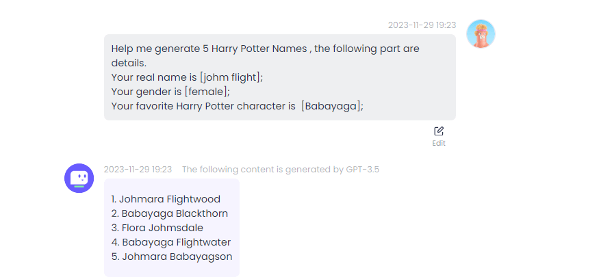 harry pottere name generator example