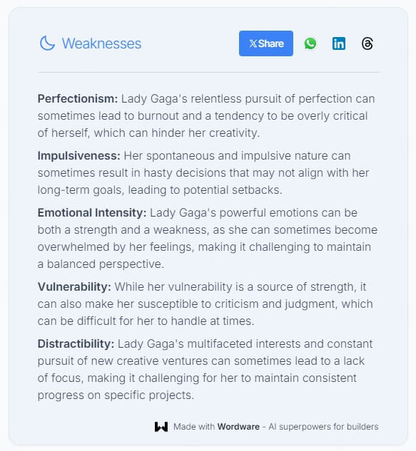 Lady Gaga’s Weaknesses