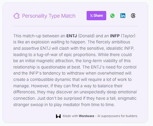 Taylor Swift and Donald J. Trump's Personality Type Match