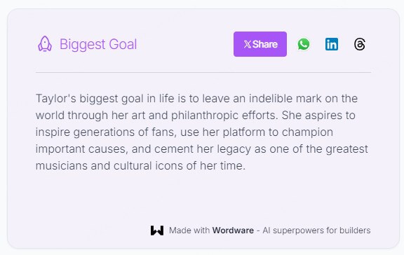 Taylor Swift’s Biggest Goal