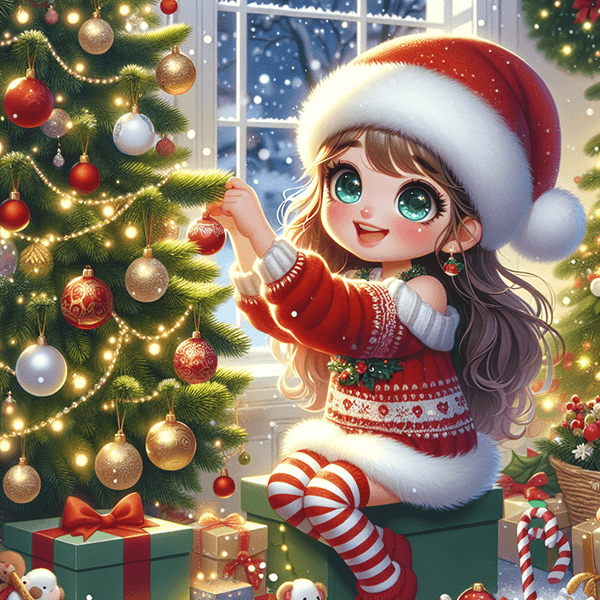 女の子のクリスマスイラスト