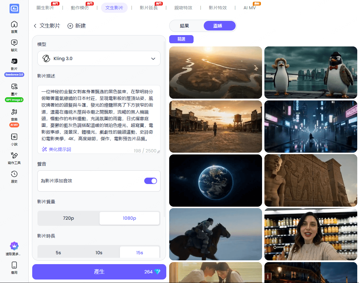 Kling 3.0 免費使用教學 — 模型選擇介面
