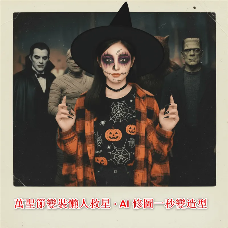 萬聖節變裝懶人救星!AI修圖一鍵打造最強萬聖節妝容與裝扮!