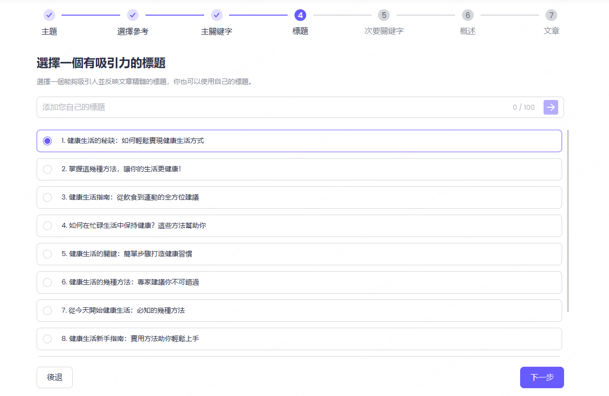 chatart文章創作 選擇標題