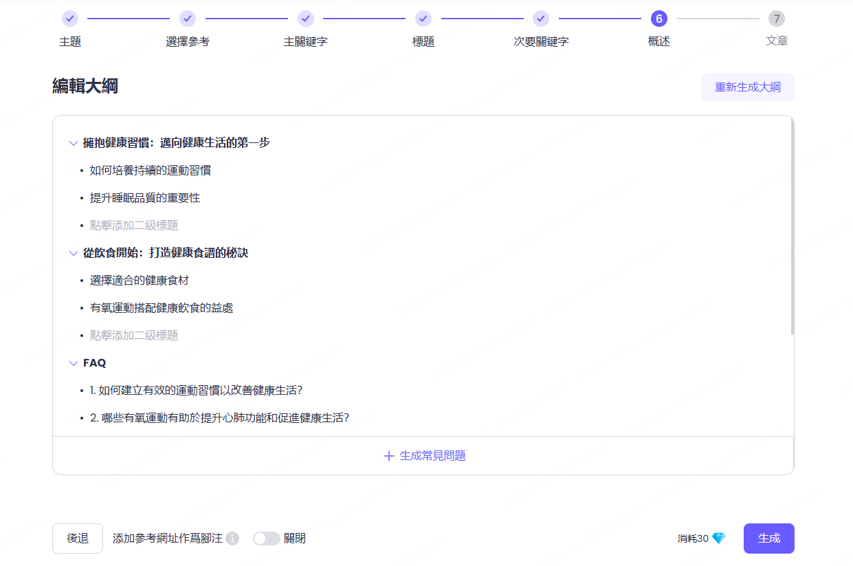 chatart文章創作 生成大綱