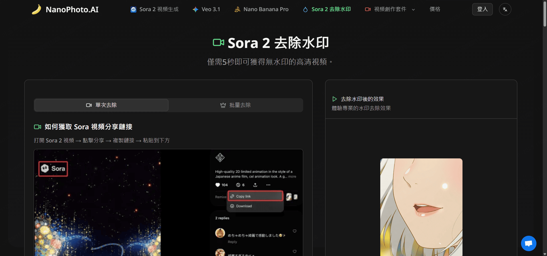 NanoPhoto.AI 去 Sora 2 影片水印