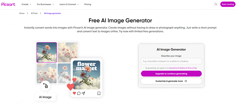 Picsart AI封面設計產生器