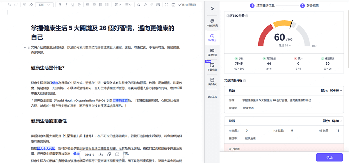 chatart seo 評分完成