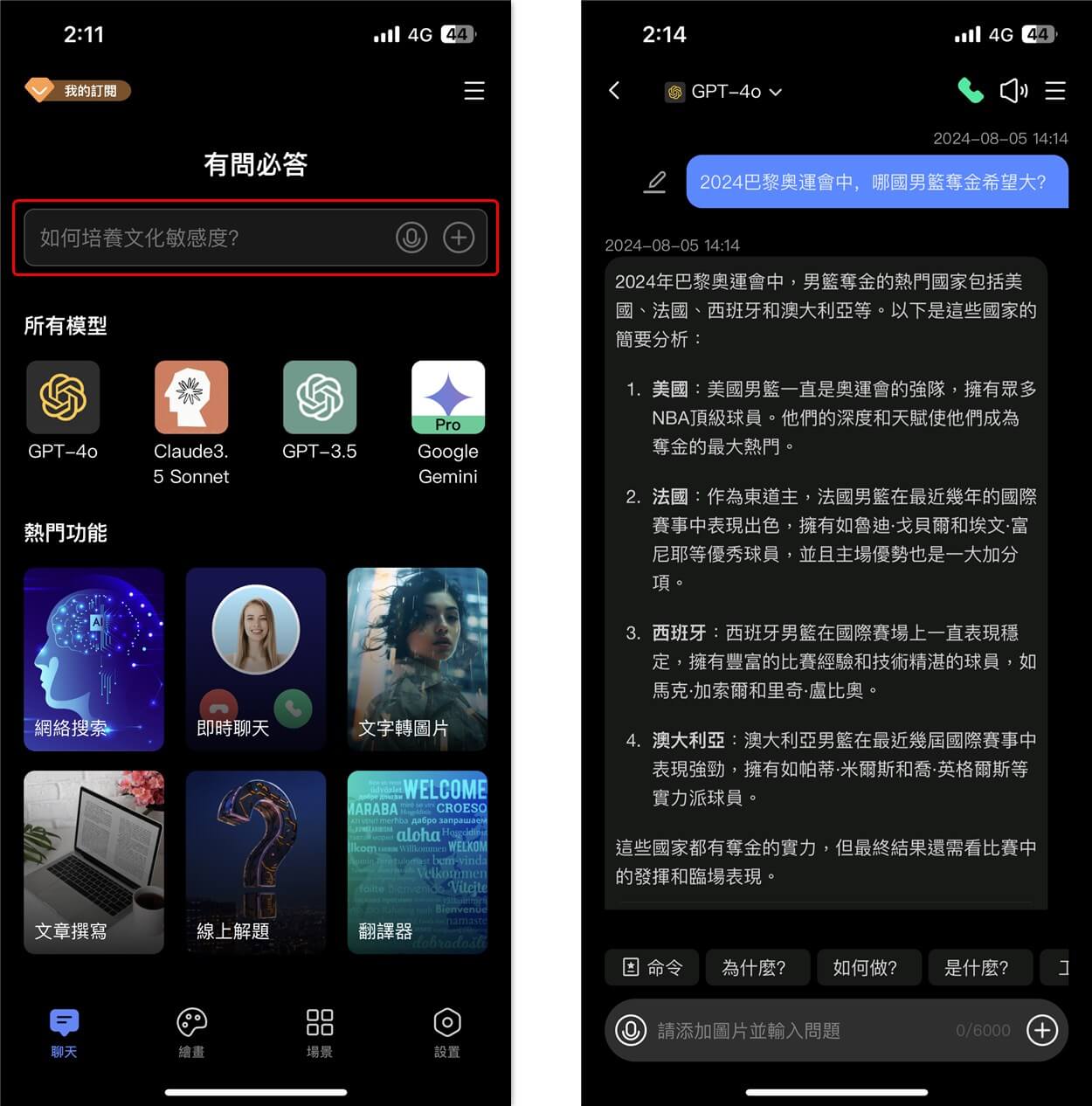 ChatArt AI App預測巴黎奧運會