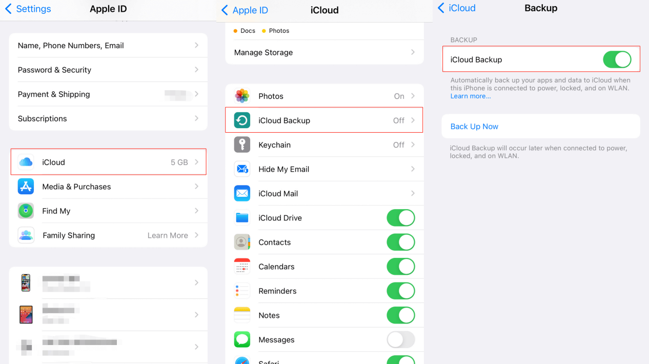 Zálohujte data z iPhone pomocí iCloud