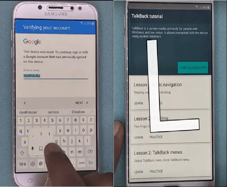 ověřte účet Google a nakreslete písmeno L