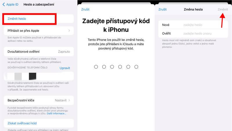 apple id změna hesla