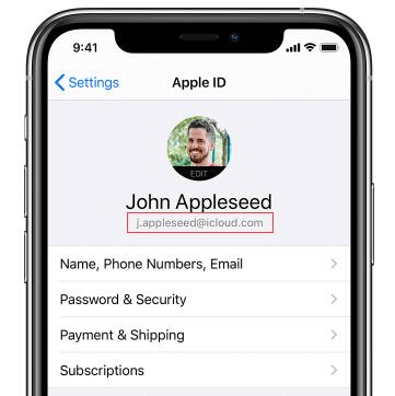 vyhledání apple id prostřednictvím služby icloud v telefonu iphone