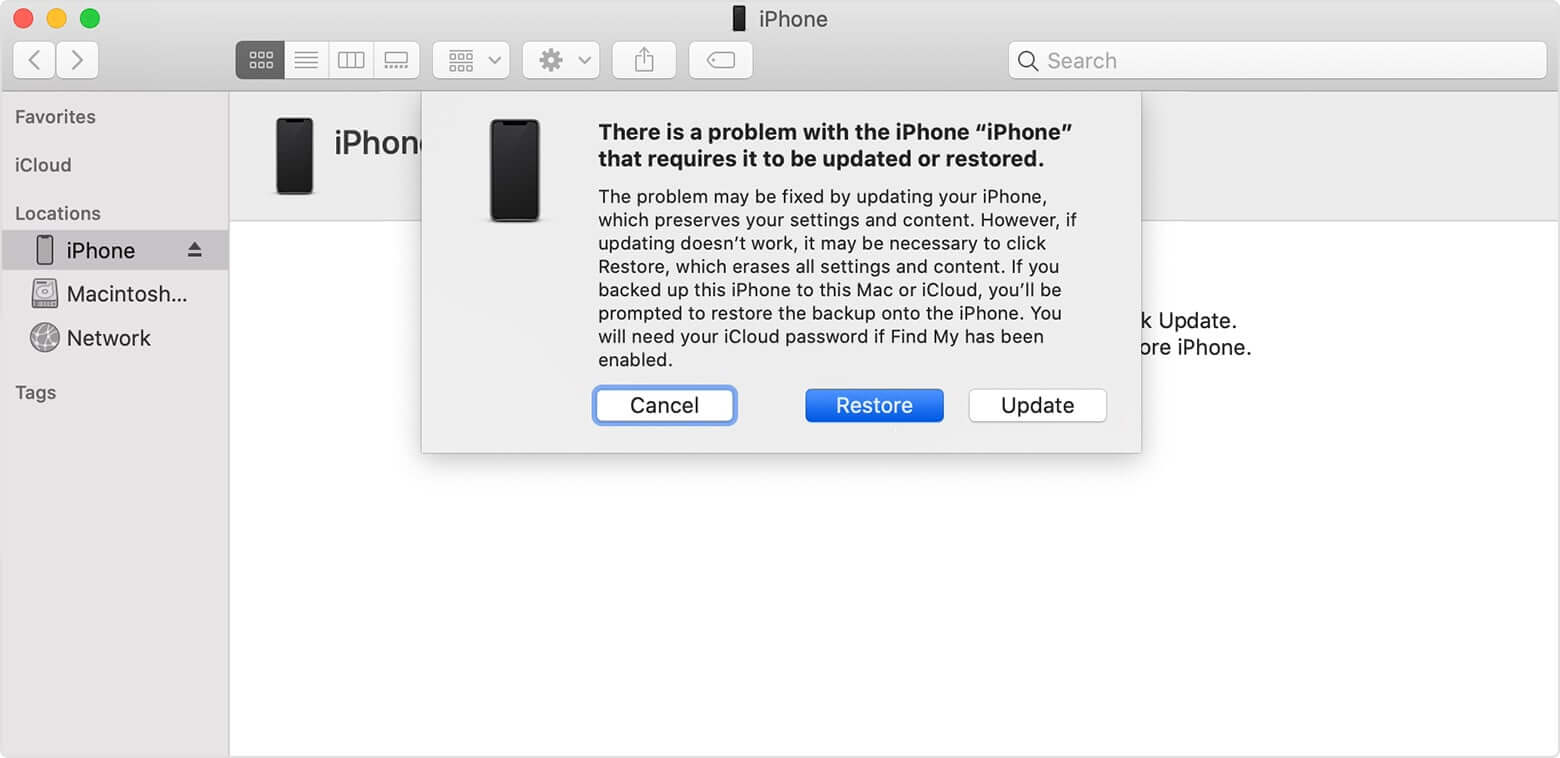 obnovení iPhonu pomocí iTunes