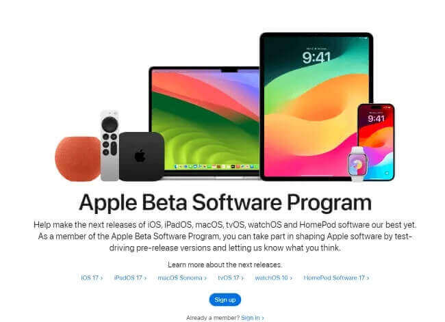 Zapojení do softwarového programu Beta společnosti Apple